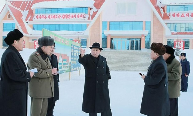 North Korean leader Kim Jong-Un visiting an under-constructing new station at Samjiyon County in Ryanggang Province - AFP
