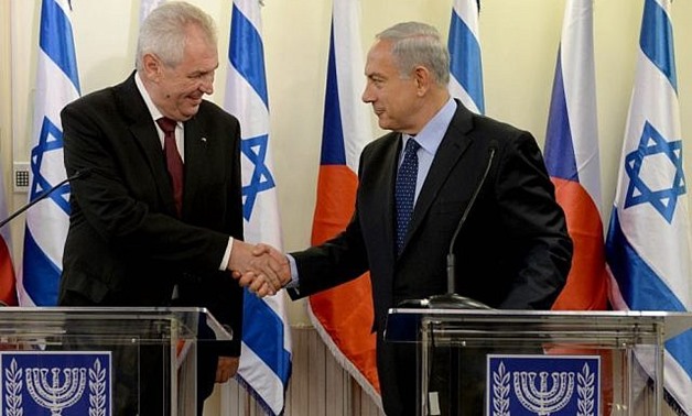 Milos Zeman, left, and Benjamin Netanyahu in Israel on Monday October 7. (Kobi Gideon/GPO/Flash90)