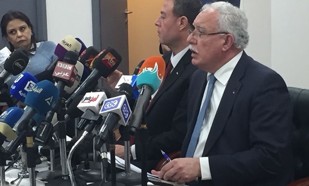 Palestinian Foreign Minister Riyad al-Malki during a press conference at the Palestinian Embassy in Cairo on December 9, 2017 – Egypt Today/Nawal Sayed