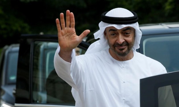 Abu Dhabi's Crown Prince Sheikh Mohammed bin Zayed al-Nahyan waves goodbye after a meeting about Qatar crisis at the Elysee Place in Paris, France, June 21, 2017. REUTERS/Gonzalo Fuentes