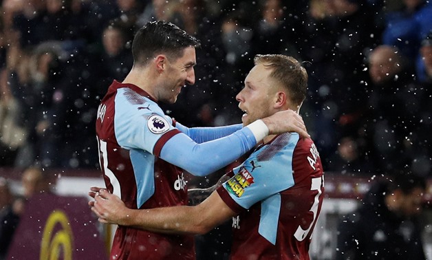 Soccer Football - Premier League - Burnley vs Watford - Turf Moor, Burnley, Britain - December 9, 2017 Burnley's Scott Arfield celebrates scoring their first goal with Stephen Ward REUTERS/Phil Noble EDITORIAL USE ONLY.