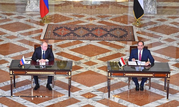 Russian President Vladimir Putin with President Abdel Fatah al-Sisi, 11 December 2017- Press Photo