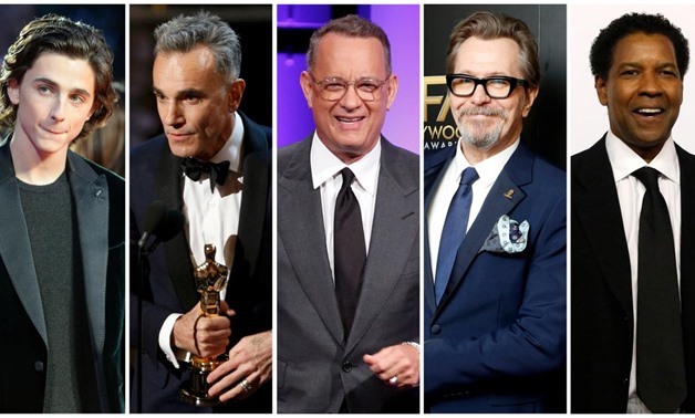 Nominees for the 75th Golden Globe Awards, Best Performance by an Actor in a Motion Picture, Drama category, (L-R) Timothee Chalamet, Daniel Day Lewis, Tom Hanks, Gary Oldman and Denzel Washington are seen in a combination of file photos. REUTERS