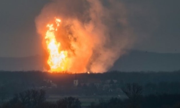 A blaze pictured at Austria's main gas pipeline hub at Baumgarten, eastern Vienna, after explosion rocked the site on December 12, 2017 - AFP 