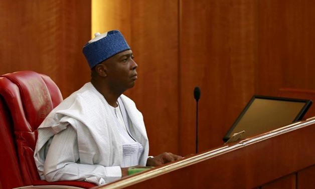 Senator Bukola Saraki looks on after being elected as the senate president of the 8th Nigeria Assembly in Abuja, Nigeria June 9, 2015. REUTERS/Afolabi Sotunde