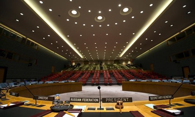 The Security Council chamber is seen from behind the Council President's chair at the United Nations headquarters in New York City September 18, 2015. REUTERS/Mike Segar