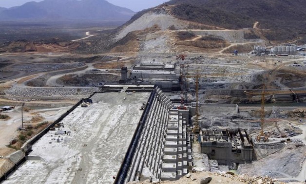 A general view of Ethiopia's Grand Renaissance Dam, as it undergoes construction, is seen during a media tour along the river Nile in Benishangul Gumuz Region, Guba Woreda, in Ethiopia March 31, 2015.  - Picture taken March 31, 2015. REUTER/Tiksa Negeri