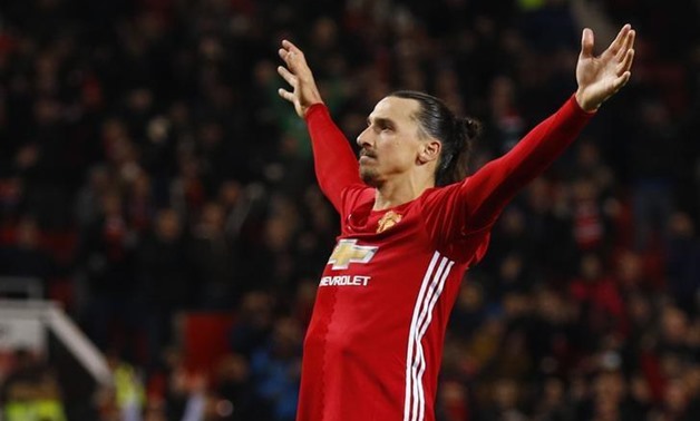 Britain Football Soccer - Manchester United v West Ham United - EFL Cup Quarter Final - Old Trafford - 30/11/16 Manchester United's Zlatan Ibrahimovic celebrates scoring their fourth goal - Reuters / Phil Noble