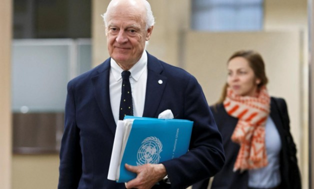UN Special Envoy to Syria Staffan de Mistura arrives to Geneva for a round of negotiation during the Intra Syria talks, December 13, 2017. REUTERS/Salvatore Di Nolfi/Pool
