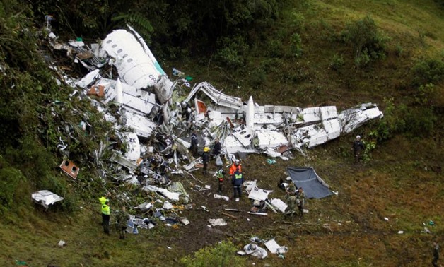 Wreckage from a plane that crashed into Colombian jungle with Brazilian soccer team Chapecoense, is seen near Medellin, Colombia, November 29, 2016. REUTERS/Fredy Builes