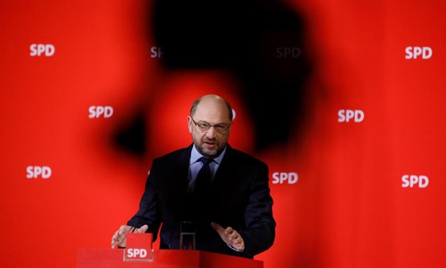 Leader of the Social Democratic Party (SPD) Martin Schulz gives a statement at their party headquarters in Berlin, Germany, December 15, 2017. REUTERS/Axel Schmidt