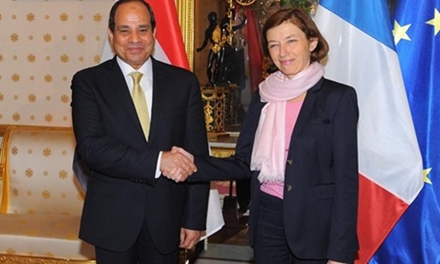 File- Egyptian President Abdel Fattah El Sisi and French Defense Minister Florence Parly 23-10-2017 CC SIS