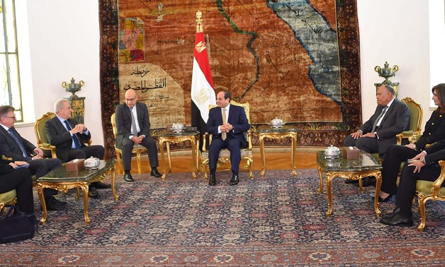 President Abdel Fattah Al- Sisi received Saturday Dimitris Avramopoulos European Union Commissioner for Migration, Citizenship and Home Affairs on Saturday- Press photo