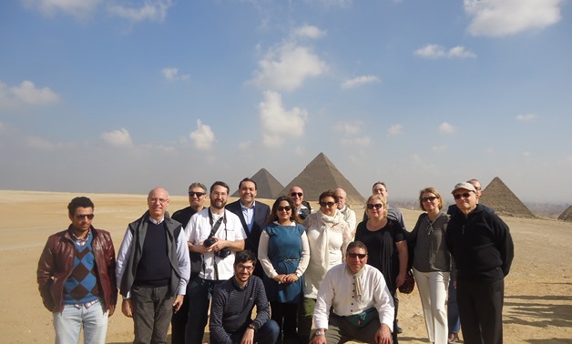 Vatican’s delegation of Opera Romana Pellegrinaggi (ORP) visits Giza Pyramids, in Egypt, on December 15, 2017- Press Photo