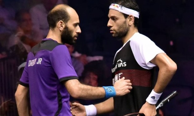 FILE- Egyptian squash players Mohamed El Shorbagy and Marwan El Shorbagy – Press image 