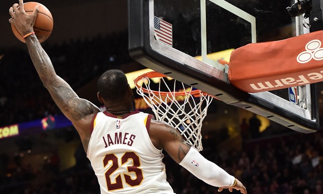 Dec 16, 2017; Cleveland, OH, USA; Cleveland Cavaliers forward LeBron James (23) slam dunks during the first half against the Utah Jazz at Quicken Loans Arena. Mandatory Credit: Ken Blaze-USA TODAY Sports 