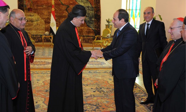 Sisi meets with Lebanese Cardinal Beshara Botros - photo courtesy of the Presidential office 