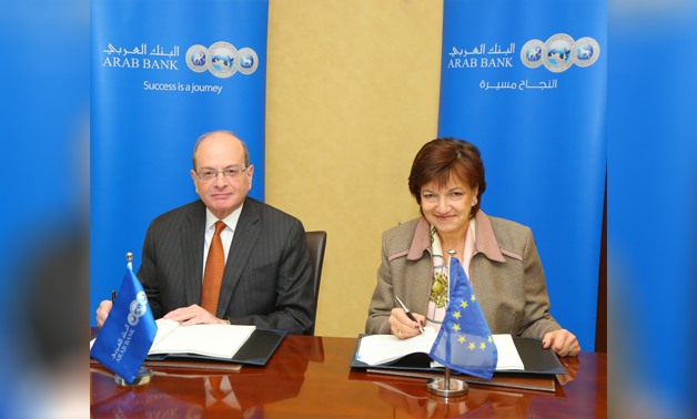 Arab Bank CEO Nemeh Sabbagh director of EU Neighbouring Countries at the EIB Flavia Palanza – Press photo