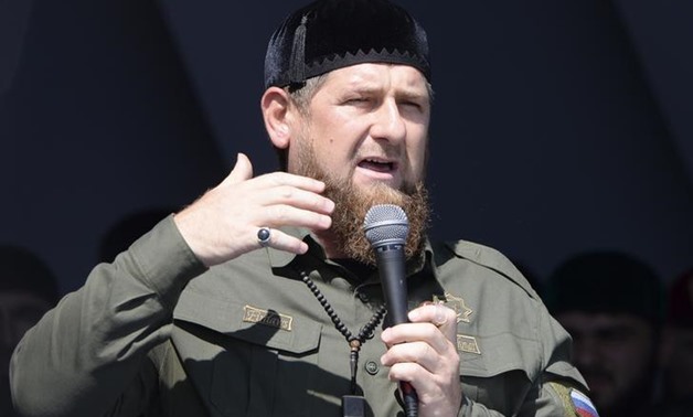 Head of the Chechen Republic Ramzan Kadyrov delivers a speech during a rally in support of Muslim Rohingya following the recent violence, which erupted in Myanmar, in the Chechen capital Grozny, Russia September 4, 2017. REUTERS/Said Tsarnayev