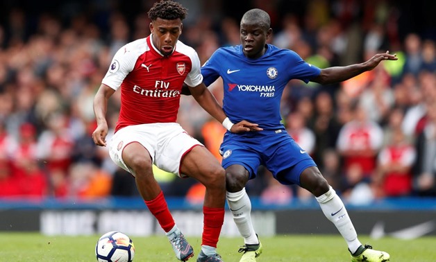 Chelsea's N'Golo Kante in action with Arsenal's Alex Iwobi during their Premier League match at Stamford Bridge, London, September 17, 2017. Reuters- John Sibley