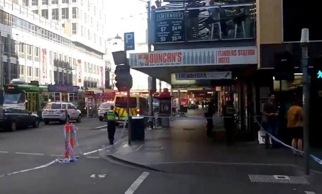 Emergency services are seen at the in Flinders St station in Melbourne, Australia, December 21, 2017 in this image taken from video footage obtained from social media. Raymon Velthuis/via REUTERS THIS IMAGE HAS BEEN SUPPLIED BY A THIRD PARTY. MANDATORY CR