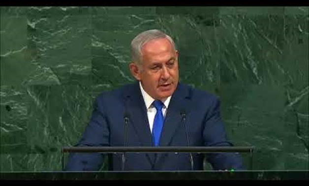 Screen shot of ISRAEL'S Prime Minister Benjamin Netanyahu - SPEECH AT UNGA SEP 19 2017