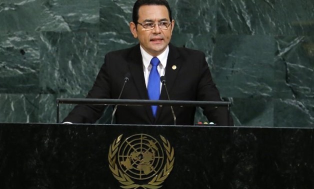 Guatemalan President Jimmy Morales addresses the 72nd United Nations General Assembly at U.N. Headquarters in New York, U.S., September 19, 2017. REUTERS/Eduardo Munoz