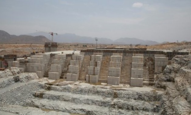 A photo taken on March 31, 2015 shows the Grand Renaissance Dam under construction in Ethiopia near the Sudanese border