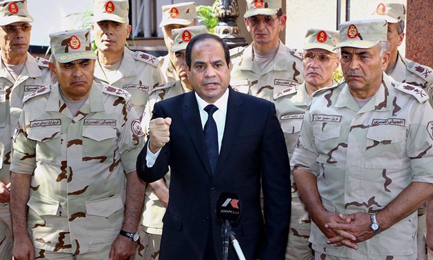 Egyptian President Abdel Fattah al-Sisi, surrounded by top military generals in Cairo - press photo
