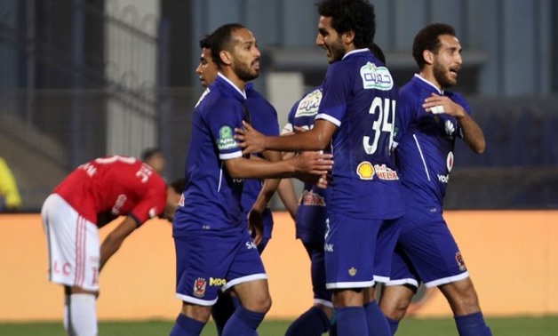 FILE - Al Ahly players celebrating the second goal