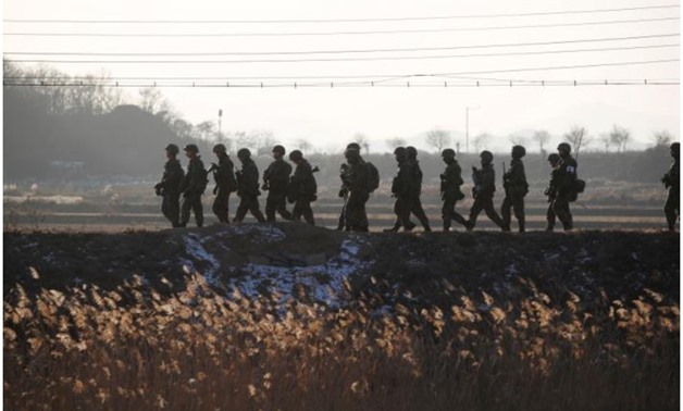 South Korean soldiers patrol near the demilitarized zone separating the two Koreas in Paju, South Korea, January 3, 2018. REUTERS/Kim Hong-Ji
