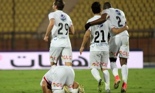 Zamalek players celebrating one of their goals in the Egyptian League