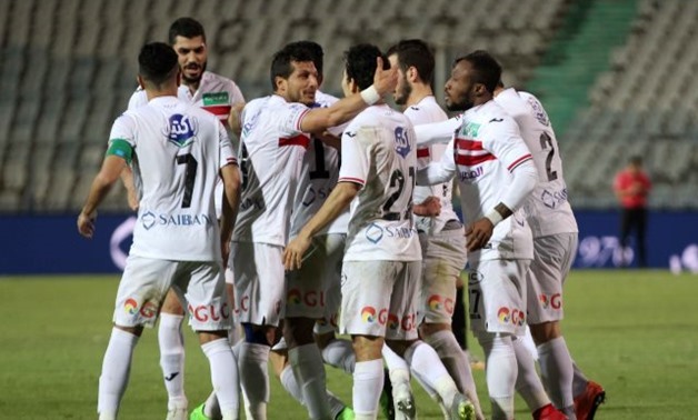 Zamalek players celebrating the first goal in the match - File photo