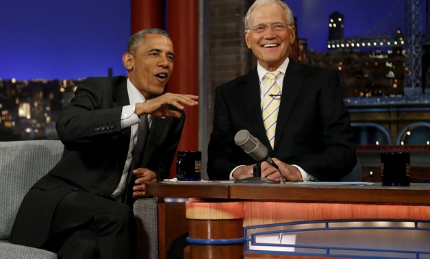 U.S. President Barack Obama tapes an appearance on the Late Show with David Letterman at the Ed Sullivan Theater in New York, U.S., May 4, 2015. REUTERS/Jonathan Ernst/File Photo