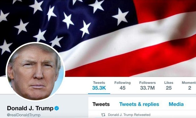 FILE PHOTO: The masthead of U.S. President Donald Trump's @realDonaldTrump Twitter account is seen on July 11, 2017. @realDonaldTrump/Handout/File Photo via REUTERS