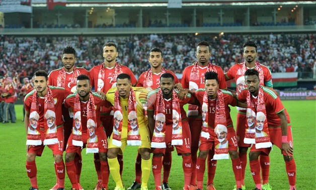 Oman players pose ahead of the final against UAE, Jan, 5, 2018 – Photo courtesy of Oman Football Federation Twitter account
