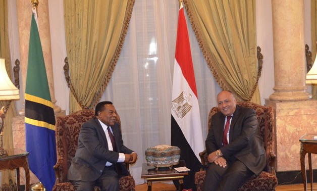 Egypt’s Minister of Foreign Affairs Sameh Shoukry and Augustine P. Mahiga, Tanzanian Minister for Foreign Affairs and International Cooperation – Press Photo 