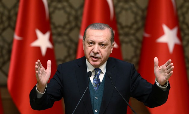 Turkish President Tayyip Erdogan speaks during a ceremony in Ankara, Turkey, December 21, 2017. Kayhan Ozer/Presidential Palace/Handout via REUTERS
