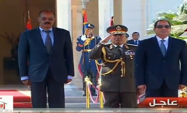 Screenshot of Extra News TV for the welcoming of the Eritrean President at the presidential palace in Cairo