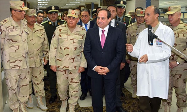 On Friday morning, President Abdel Fatah al-Sisi inaugurates the main stage of renovations of the Armed Forces Medical Complex at Maadi district, 12 January 2018 – Press Photo 