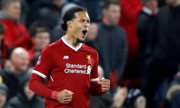 Soccer Football - FA Cup Third Round - Liverpool vs Everton - Anfield, Liverpool, Britain - January 5, 2018 Liverpool’s Virgil van Dijk celebrates at the end of the match Action Images via Reuters/Carl Recine TPX IMAGES OF THE DAY