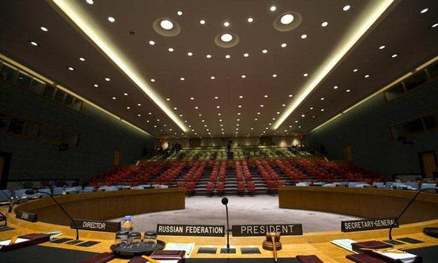The Security Council chamber is seen from behind the Council President's chair at the United Nations headquarters in New York City September 18, 2015. REUTERS/Mike Segar/Files