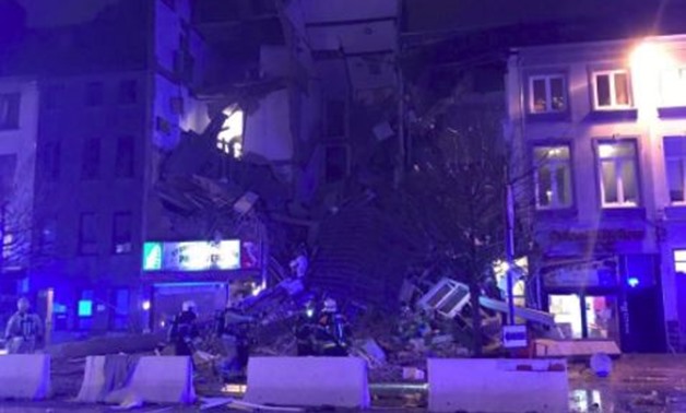 Emergency rescue personnel attend to the scene where a building has collapsed in Antwerp, Belgium January 15, 2018 in this still image taken from a social media video. LANDRY ZOKI/via REUTERS