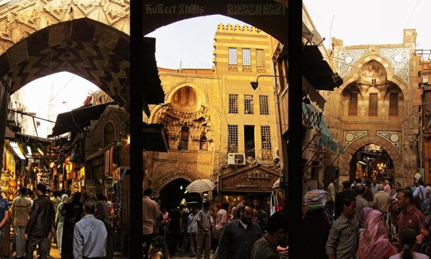- Khan El-Khalili is a major souk in the Islamic district of Cairo. The bazaar district is one of Cairo's main attractions for tourists and Egyptians alike, April 9, 2010 – Wikimedia Commons/ Ahmed al-Badawy 
