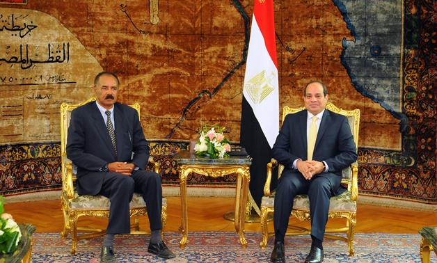 President Abdel Fatah al-Sisi meets with Eritrean President  Isaias Afwerki in Cairo - Press Photo 
