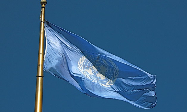 The flag of the United Nations, flying at United Nations Plaza in the Civic Center, San Francisco, California, United States of America – Makaristos/Wikimedia