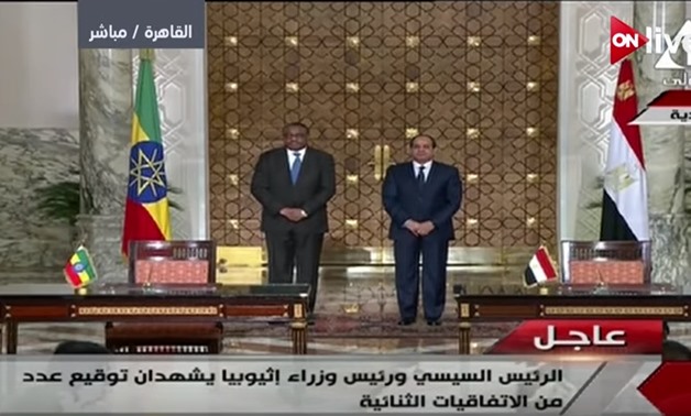  TV Screenshot of President Abdel Fatah al-Sisi and Ethiopian Prime Minister Hailemariam Desalegn