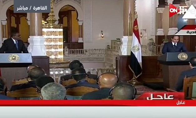 TV Screenshot of Egypt - Ethiopia joint press conference in Cairo Thursday, January 18, 2018. 