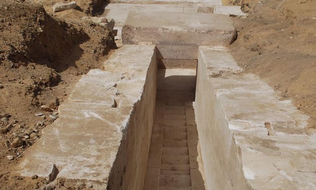 The discovered passageway leading to the interior of the pyramid - Photo courtesy of the Ministry of Antiquities
