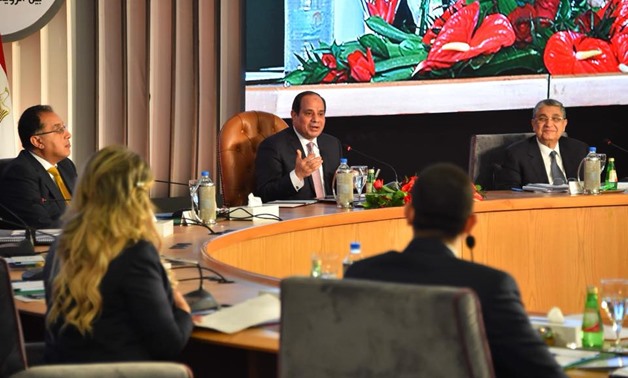 President Abdel Fatah al-Sisi (C) during the second session of the three-day conference of ‘Tale of a Homeland’ on January 18, 2018 - Press photo 